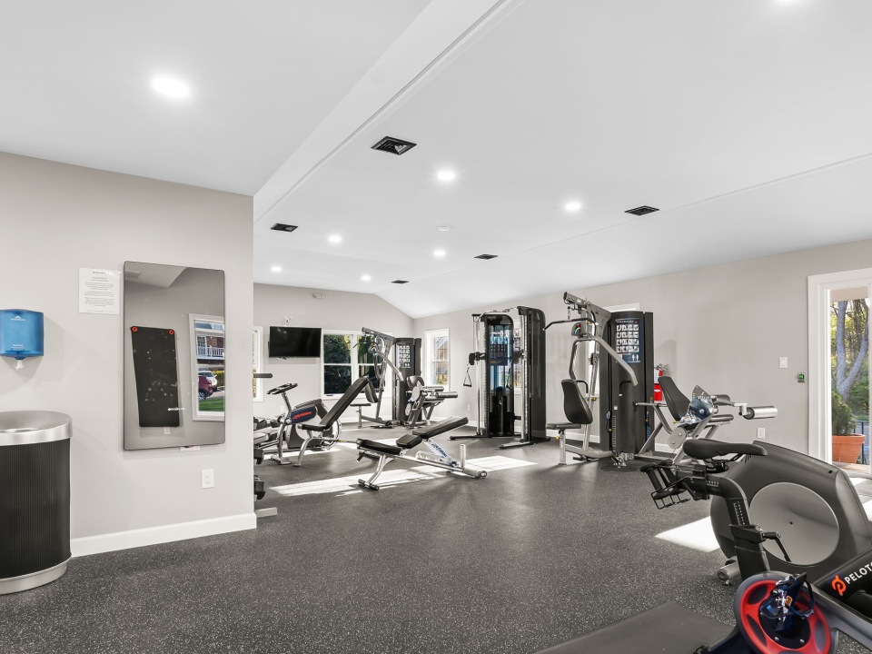 a gym with exercise equipment